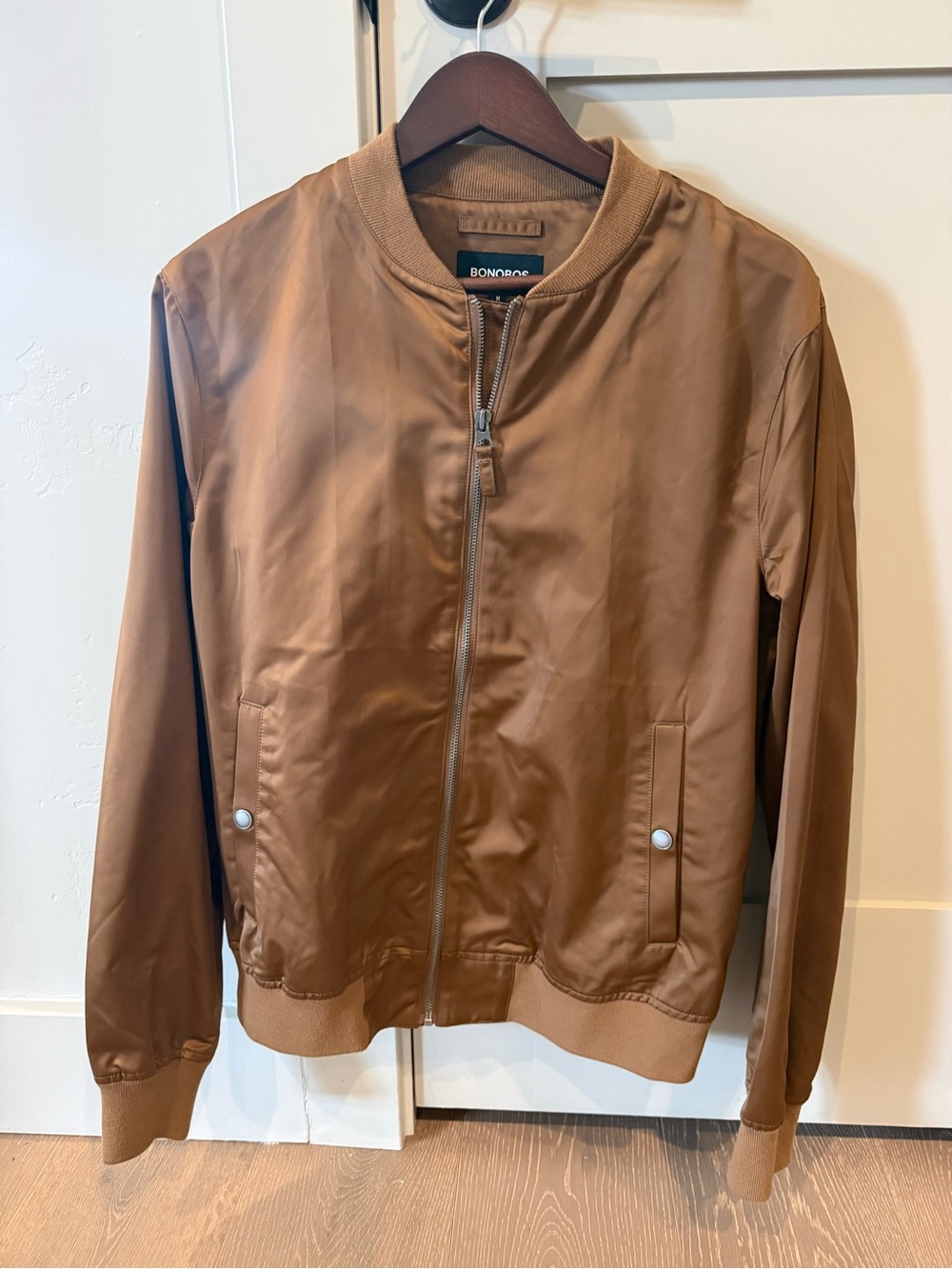Bonobos Tan/Brown Satin Bomber Jacket - NWOT